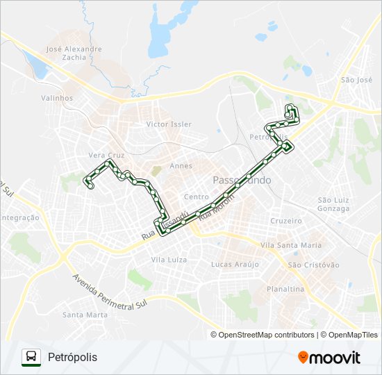 Mapa de 05 OPERÁRIA / PETRÓPOLIS de autobús