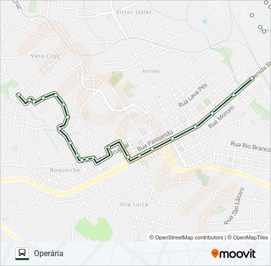 Mapa da linha 05 OPERÁRIA / PETRÓPOLIS de ônibus