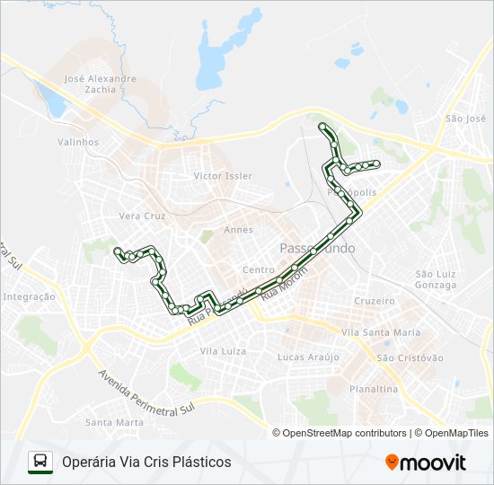 Mapa da linha 05 OPERÁRIA / PETRÓPOLIS de ônibus