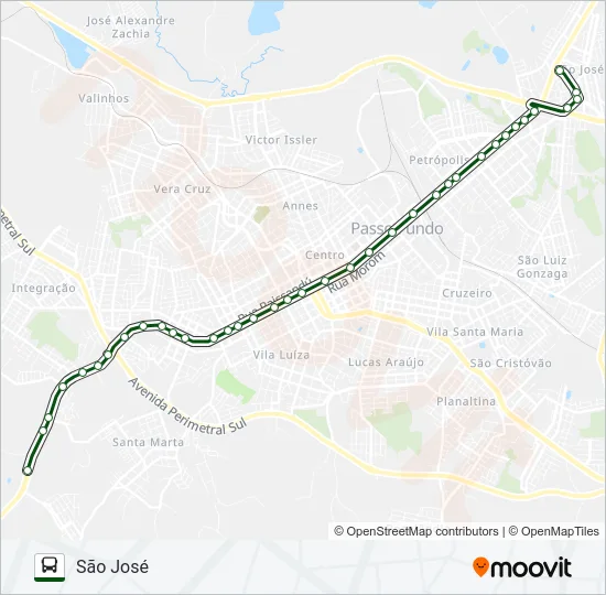 TA1 SÃO JOSÉ / SEMINÁRIO Bus Line Map