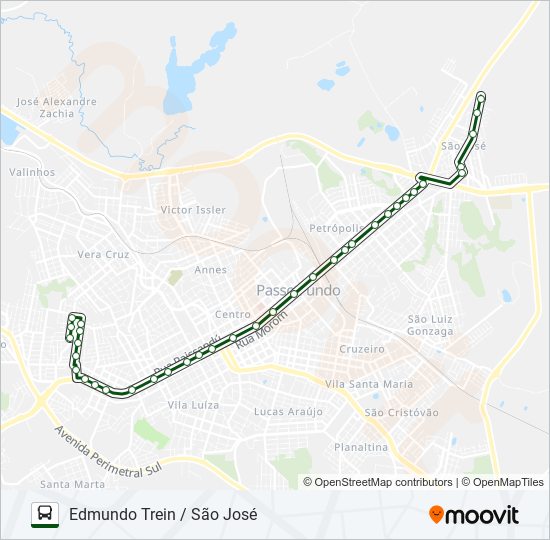 Mapa da linha 03 EDMUNDO TREIN / SÃO JOSÉ de ônibus