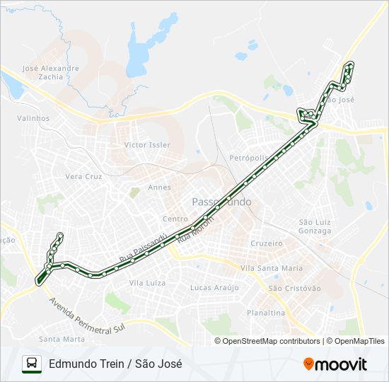 Mapa da linha 03 EDMUNDO TREIN / SÃO JOSÉ de ônibus