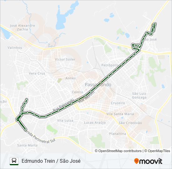 Mapa da linha 03 EDMUNDO TREIN / SÃO JOSÉ de ônibus
