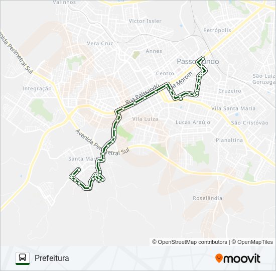 Mapa da linha 12 SANTA MARTA / ENTRE RIOS de ônibus