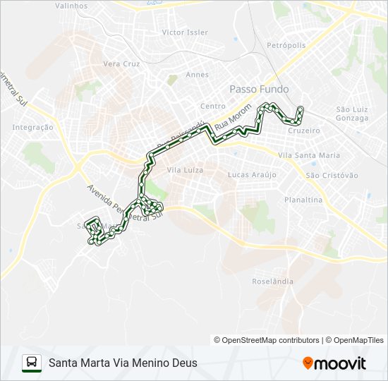Mapa da linha 12 SANTA MARTA / ENTRE RIOS de ônibus