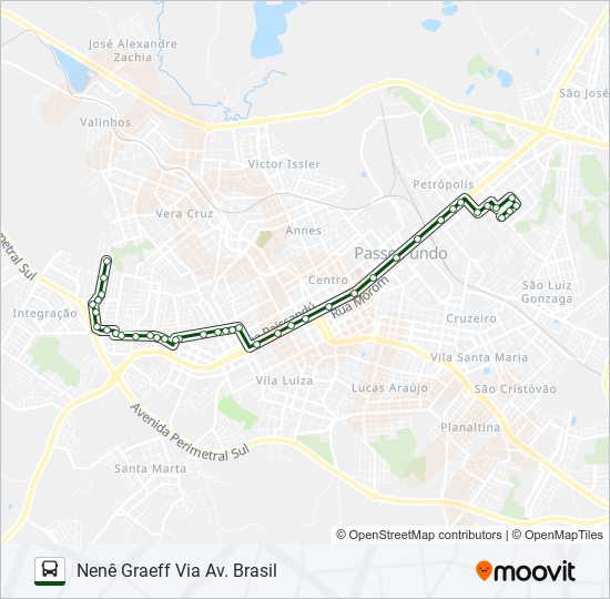 Mapa da linha 20 PETRÓPOLIS / NENÊ GRAEFF de ônibus