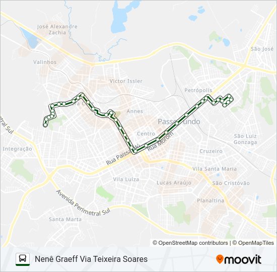 Mapa da linha 20 PETRÓPOLIS / NENÊ GRAEFF de ônibus