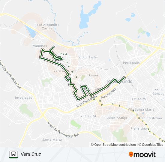 Mapa da linha 01 VERA CRUZ / SÃO CRISTOVÃO de ônibus