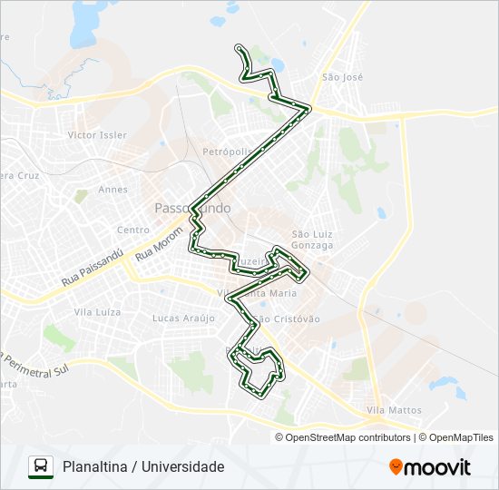 Mapa da linha 23 PLANALTINA / UNIVERSIDADE de ônibus