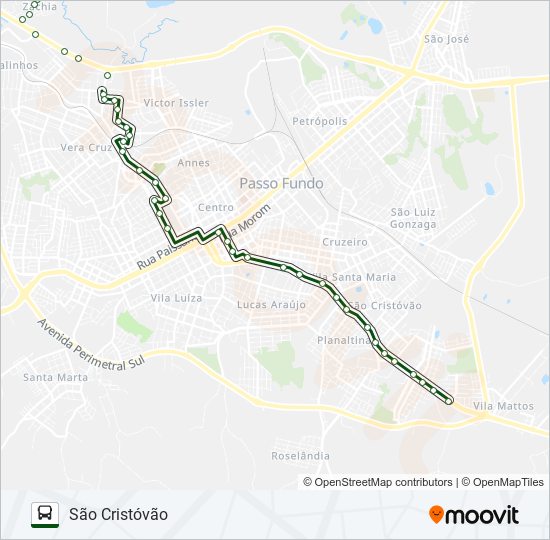 Mapa da linha TA2 VERA CRUZ / SÃO CRISTOVÃO de ônibus