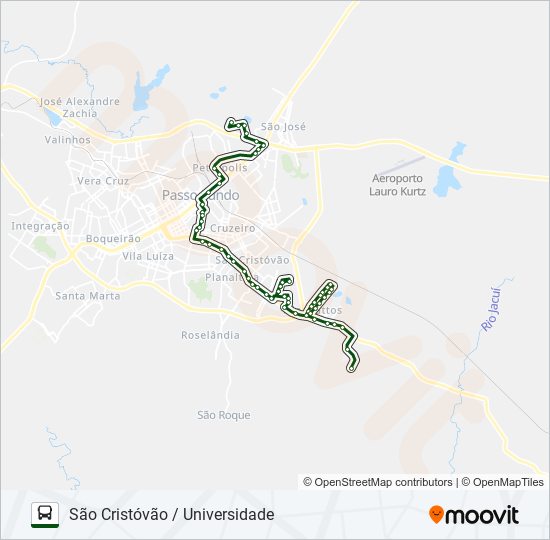 Mapa da linha 17 SÃO CRISTÓVÃO / UNIVERSIDADE de ônibus
