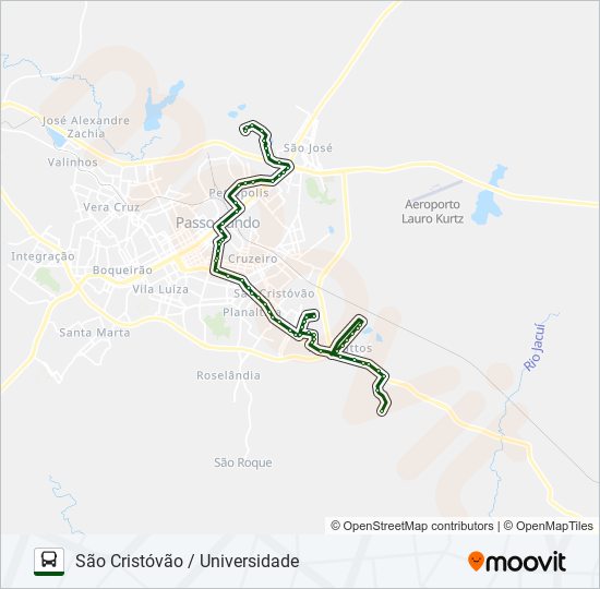 Mapa da linha 17 SÃO CRISTÓVÃO / UNIVERSIDADE de ônibus