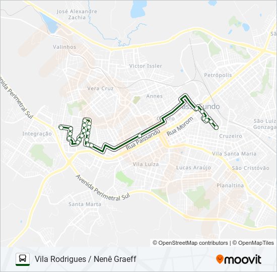 Mapa da linha TA4 VILA RODRIGUES / NENÊ GRAEFF de ônibus