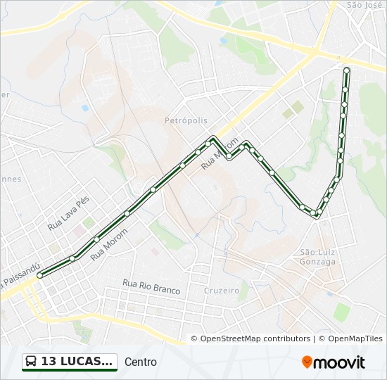 Mapa de 13 LUCAS ARAÚJO / PARQUE FARROUPILHA de autobús