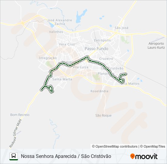 32 NOSSA SENHORA APARECIDA / SÃO CRISTÓVÃO bus Line Map