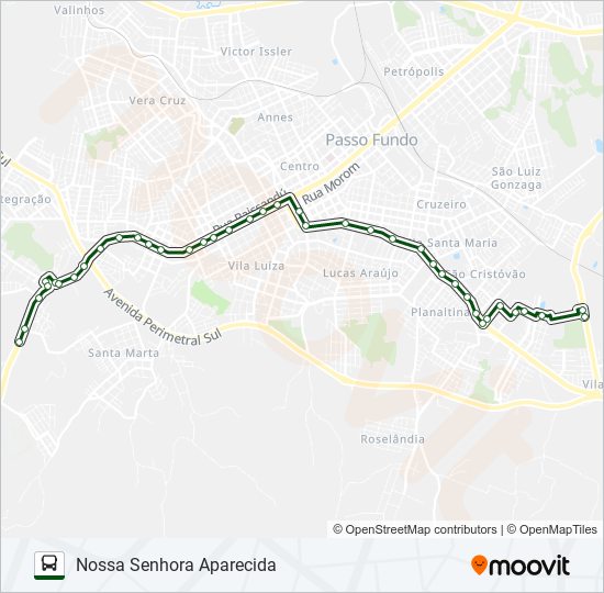 Mapa da linha 32 NOSSA SENHORA APARECIDA / SÃO CRISTÓVÃO de ônibus