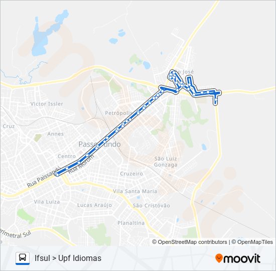 Mapa da linha 19 SÃO JOSÉ / SECCHI de ônibus