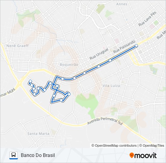 Mapa da linha 19 SÃO JOSÉ / SECCHI de ônibus