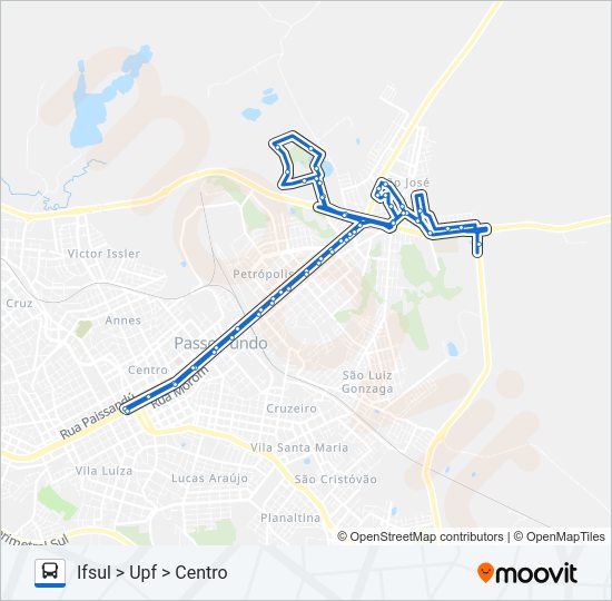 Mapa da linha 19 SÃO JOSÉ / SECCHI de ônibus
