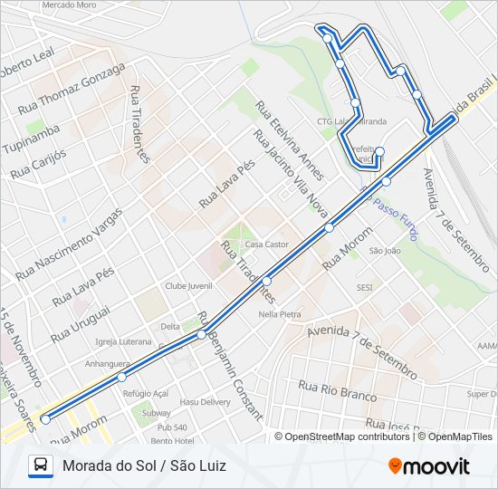 Mapa da linha 28 MORADA DO SOL / SÃO LUIZ de ônibus