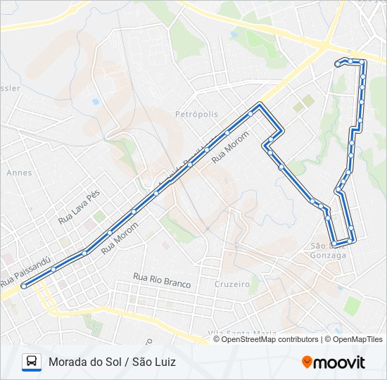 Mapa da linha 28 MORADA DO SOL / SÃO LUIZ de ônibus