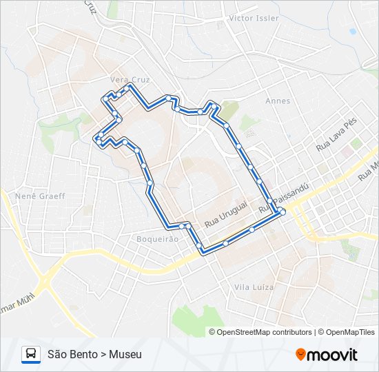 Mapa da linha 11 OPERÁRIA / SÃO CRISTOVÃO II de ônibus