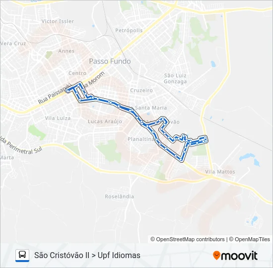 11 OPERÁRIA / SÃO CRISTOVÃO II Bus Line Map