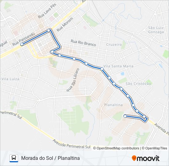 Mapa da linha 32A MORADA DO SOL / PLANALTINA de ônibus