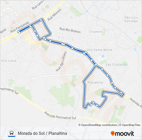 Mapa de 32A MORADA DO SOL / PLANALTINA de autobús