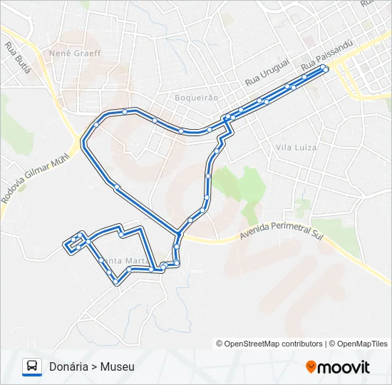 25A DONÁRIA / SANTO ANTÔNIO VIA NINO MACHADO Bus Line Map