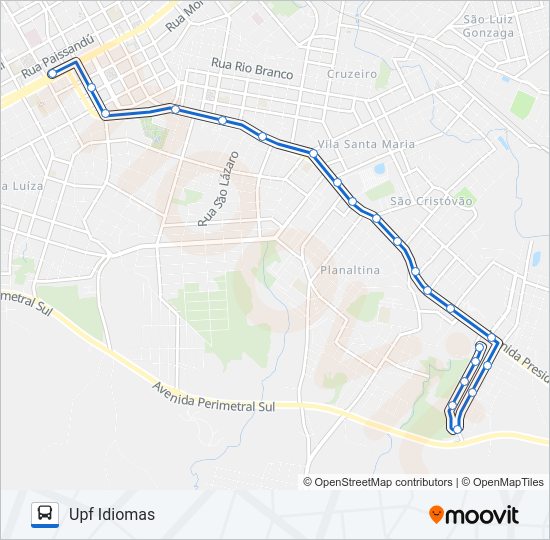 Mapa da linha 25A DONÁRIA / SANTO ANTÔNIO VIA NINO MACHADO de ônibus