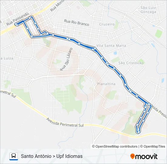 25A DONÁRIA / SANTO ANTÔNIO VIA NINO MACHADO Bus Line Map