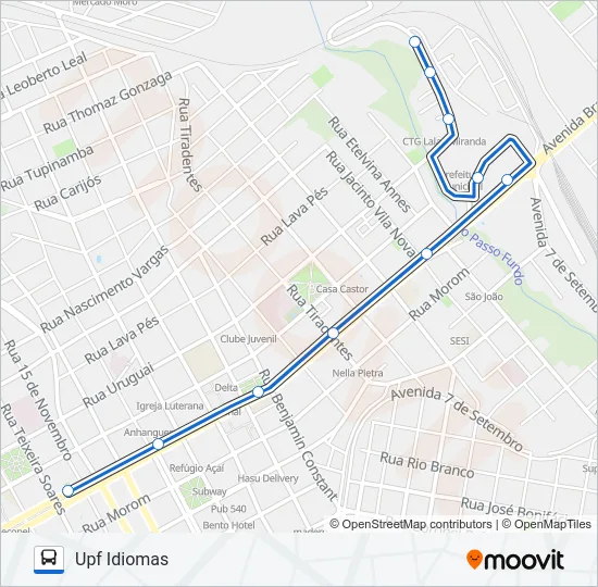 33 JERÔNIMO COELHO / PREFEITURA VIA MANOEL PORTELA Bus Line Map