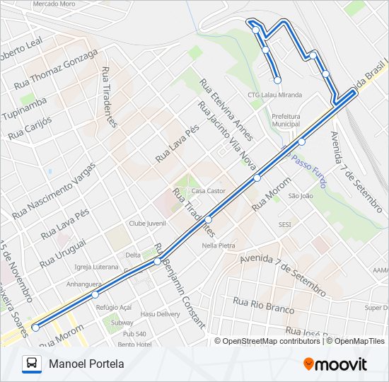 33 JERÔNIMO COELHO / PREFEITURA VIA MANOEL PORTELA bus Line Map