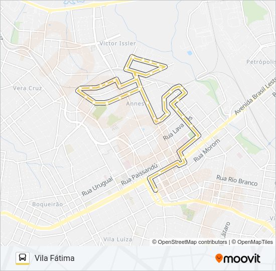 Mapa da linha 02 SANTA MARIA / VILA FÁTIMA de ônibus