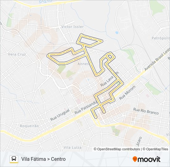 Mapa da linha 02 SANTA MARIA / VILA FÁTIMA de ônibus