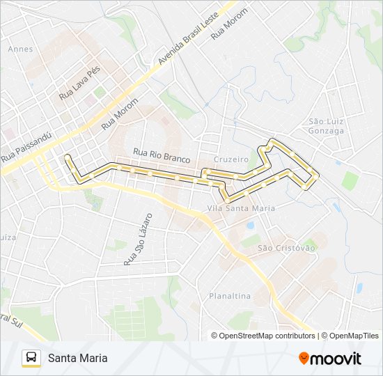 Mapa da linha 02 SANTA MARIA / VILA FÁTIMA de ônibus