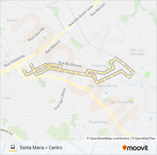 Mapa da linha 02 SANTA MARIA / VILA FÁTIMA de ônibus