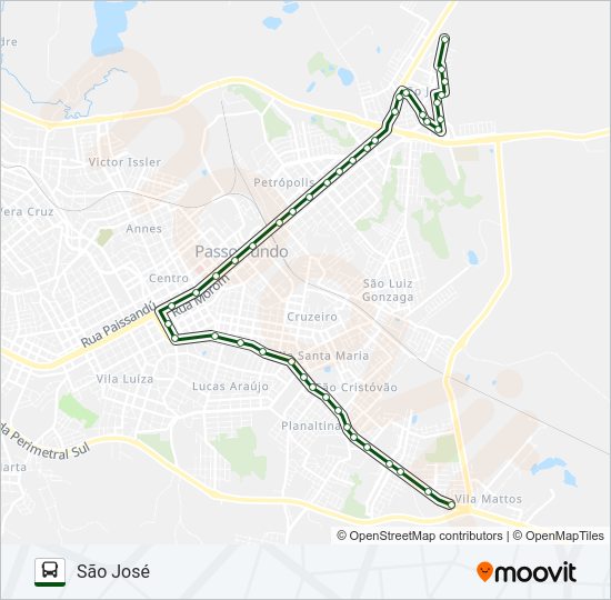 Mapa da linha 25 SÃO JOSÉ / SÃO CRISTÓVÃO de ônibus