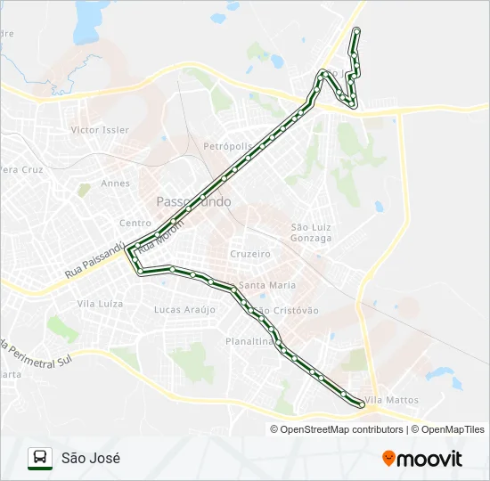 25 SÃO JOSÉ / SÃO CRISTÓVÃO Bus Line Map
