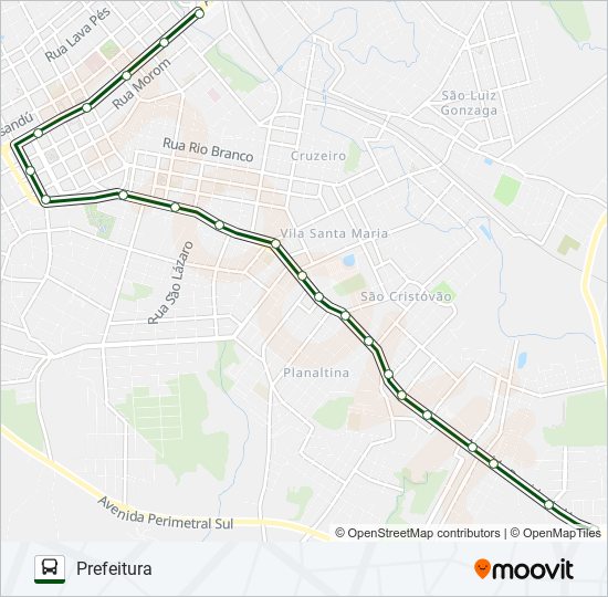 Mapa da linha 25 SÃO JOSÉ / SÃO CRISTÓVÃO de ônibus