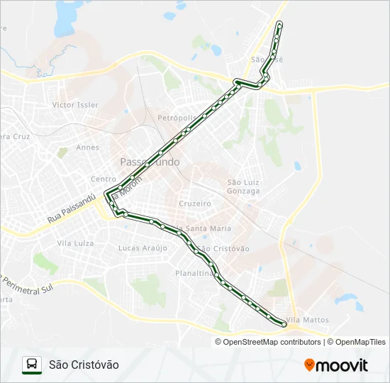 25 SÃO JOSÉ / SÃO CRISTÓVÃO Bus Line Map