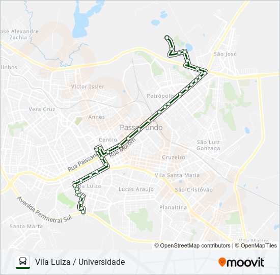Mapa de 06 VILA LUIZA / UNIVERSIDADE de autobús