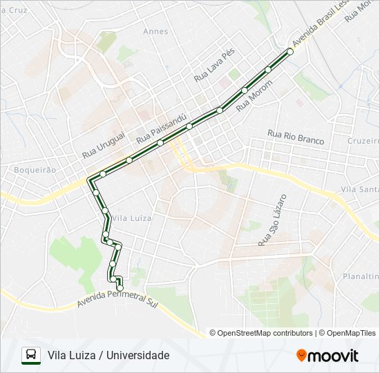 Mapa da linha 06 VILA LUIZA / UNIVERSIDADE de ônibus