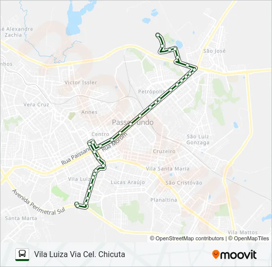06 VILA LUIZA / UNIVERSIDADE Bus Line Map