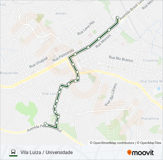 Mapa da linha 06 VILA LUIZA / UNIVERSIDADE de ônibus