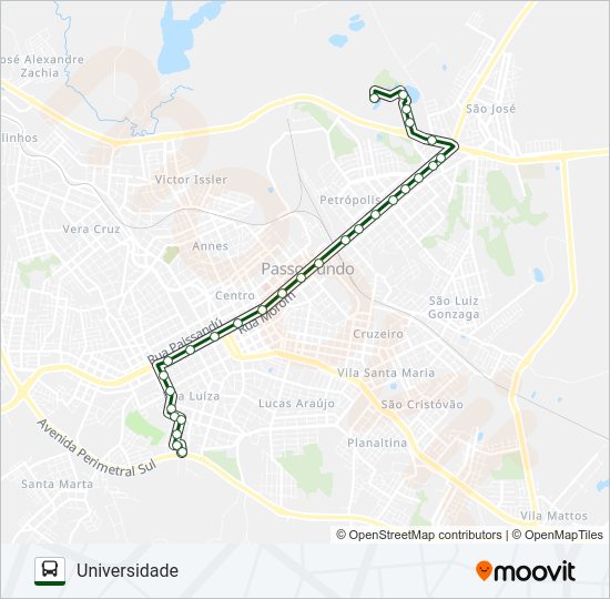 Mapa da linha 06 VILA LUIZA / UNIVERSIDADE de ônibus