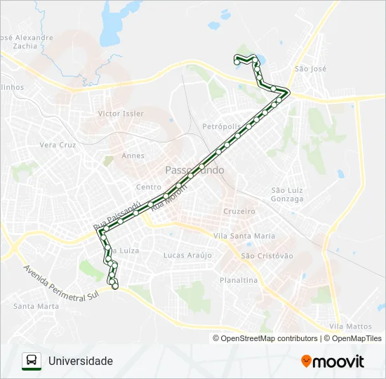 06 VILA LUIZA / UNIVERSIDADE Bus Line Map