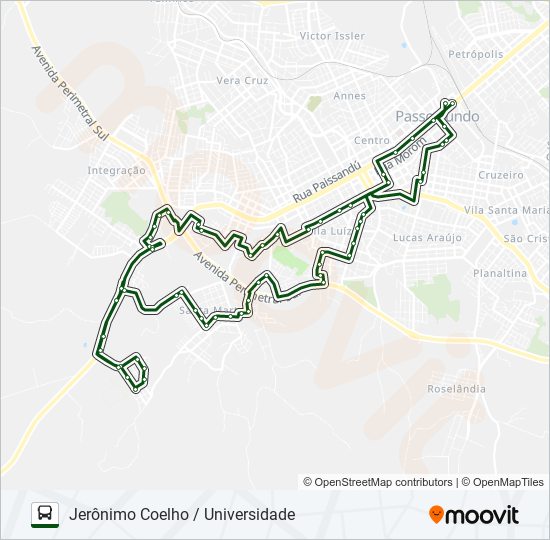 Mapa de 04 JERÔNIMO COELHO / UNIVERSIDADE de autobús