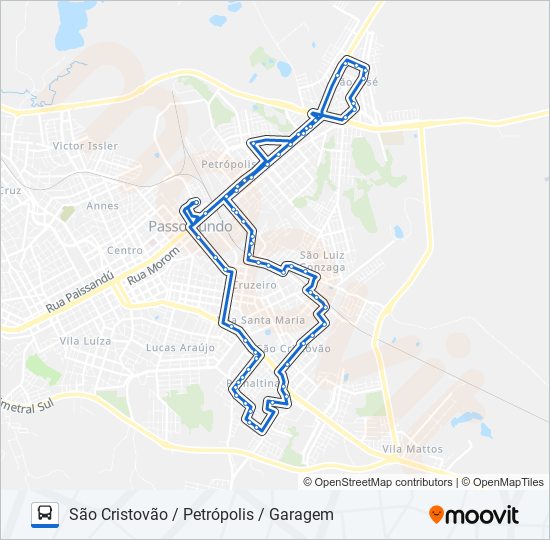 Mapa da linha 00 INTERBAIRROS de ônibus